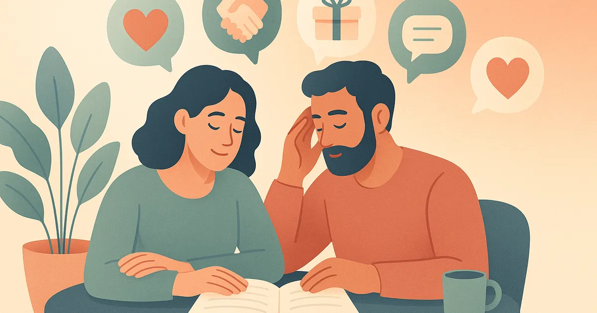 Illustration of What Are the 5 Love Languages? — Balance Together relationship coaching for couples and partners