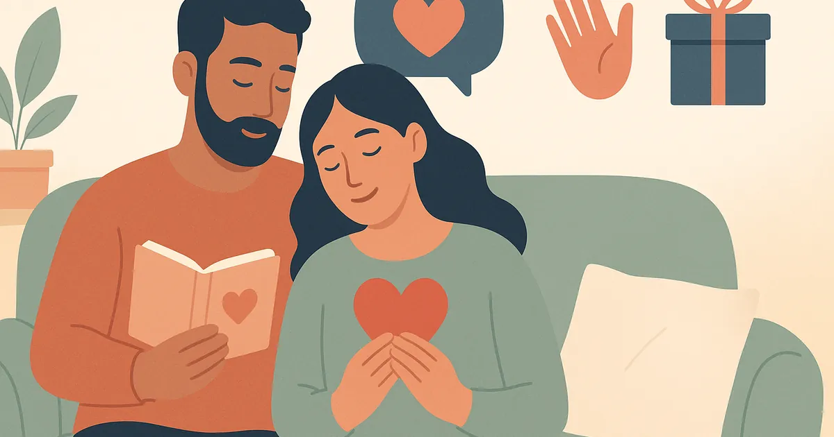 Illustration der Liebessprachen für Paare erklärt — Balance Together Beziehungscoaching für Paare und Partner