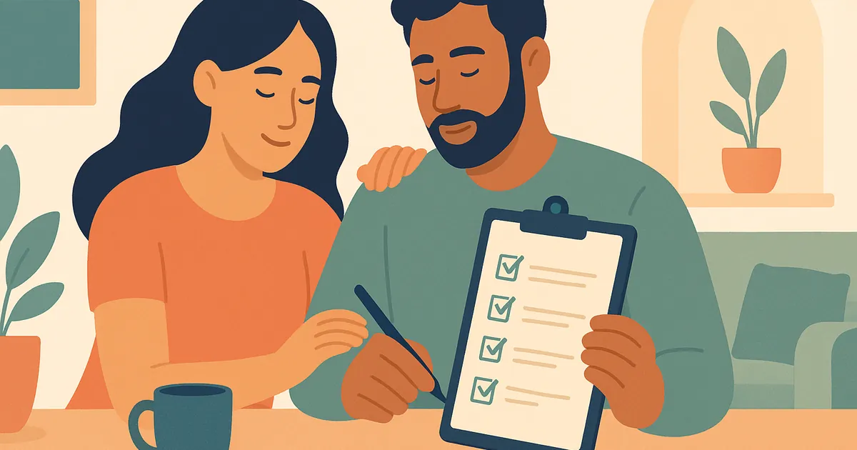 Illustration of Mental Load Checklist for Couples (List of Invisible Tasks) — Balance Together relationship coaching for couples and partners