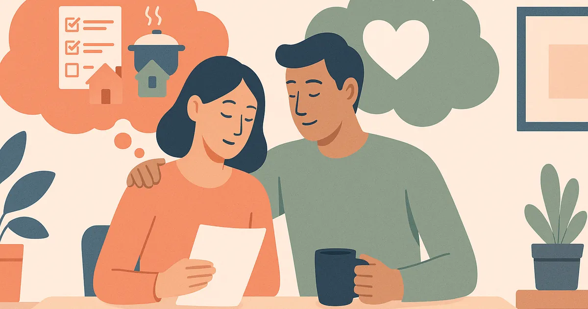 Illustration of Mental Load vs Emotional Labor — Balance Together relationship coaching for couples and partners