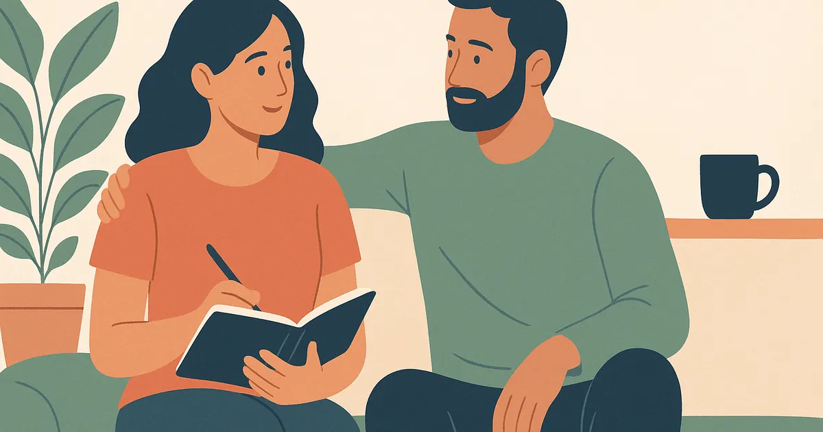 Illustration of Questions to Ask Your Partner Every Year — Balance Together relationship coaching for couples and partners