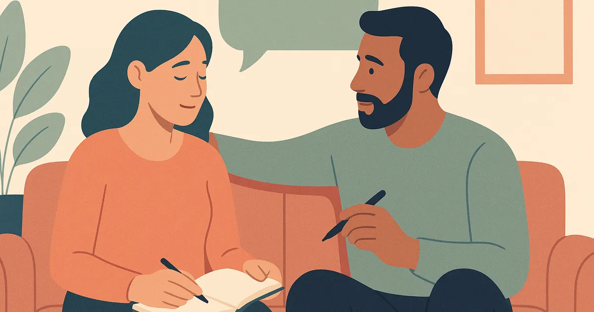 Illustration of Questions to Ask Your Partner After an Argument — Balance Together relationship coaching for couples and partners