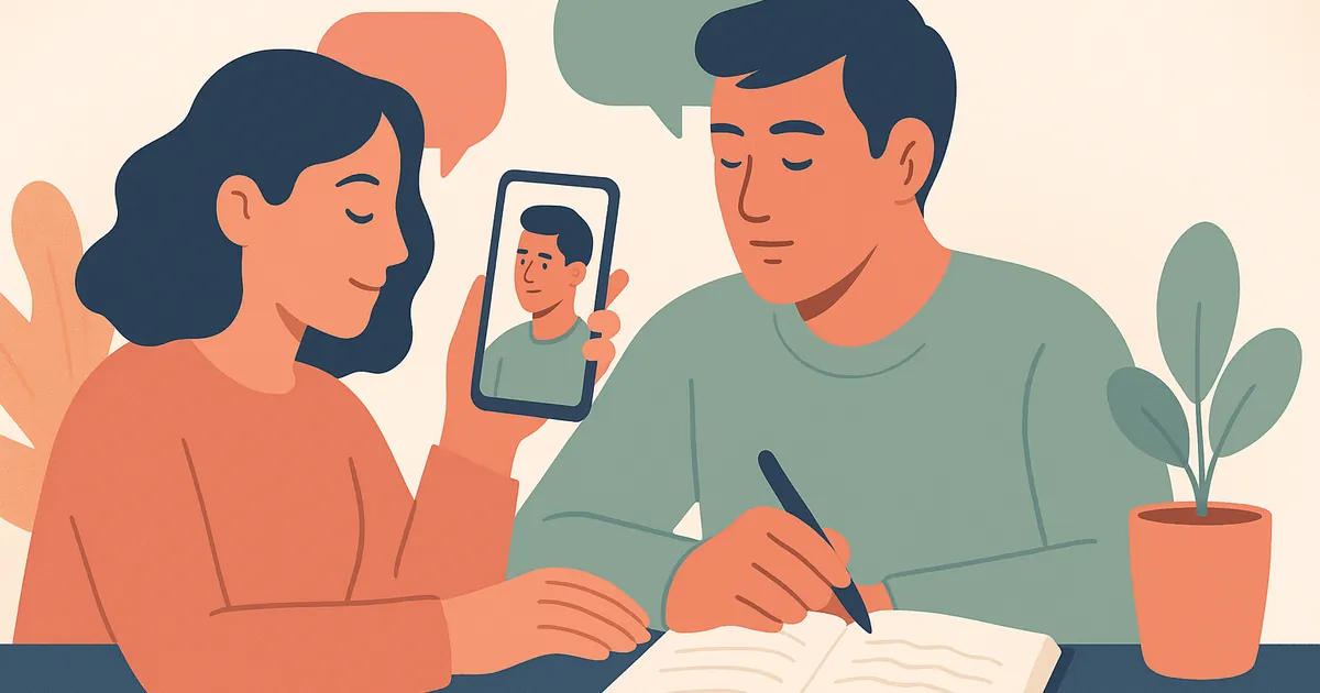Illustration of Deep Questions for Long-Distance Relationships — Balance Together relationship coaching for couples and partners