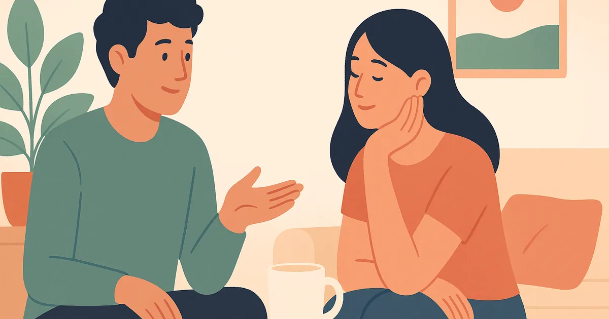 Illustration of Questions for Newly Dating Couples: Build a Strong Foundation From the Start — Balance Together relationship coaching for couples and partners