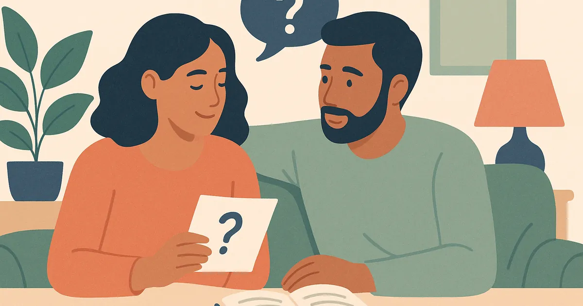 Illustration of Questions to Reconnect With Your Partner — Balance Together relationship coaching for couples and partners