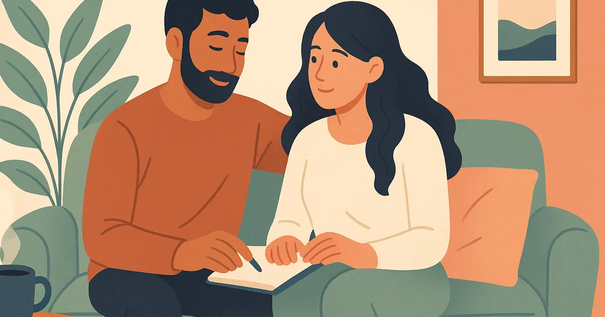 Illustration of Relationship Check-In Questions (100 Questions) — Balance Together relationship coaching for couples and partners