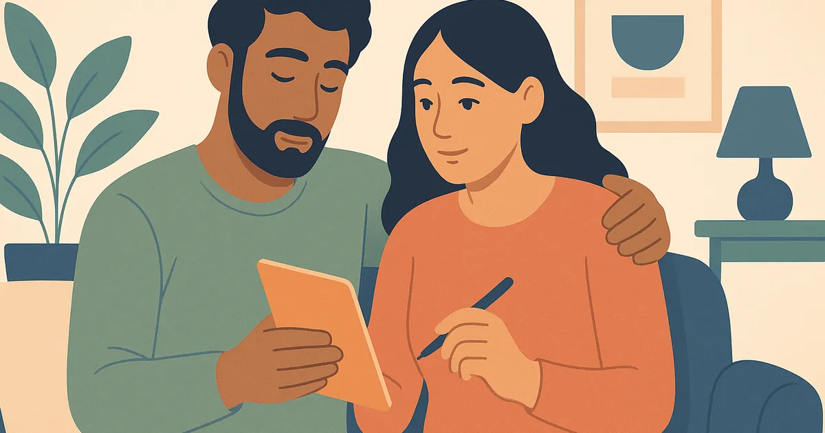 Illustration of Relationship Check-in Conversation Prompts: Questions That Deepen Connection — Balance Together relationship coaching for couples and partners