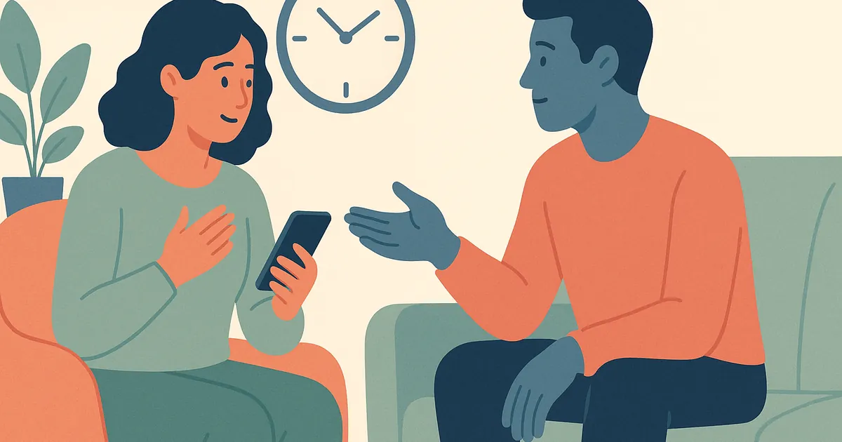 Illustration of Couple Check-In for Busy Couples — Balance Together relationship coaching for couples and partners
