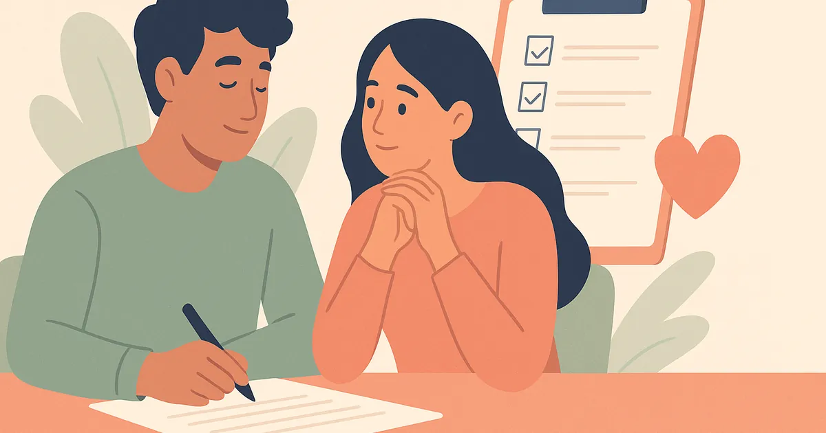 Illustration of Monthly Relationship Check-In Template — Balance Together relationship coaching for couples and partners